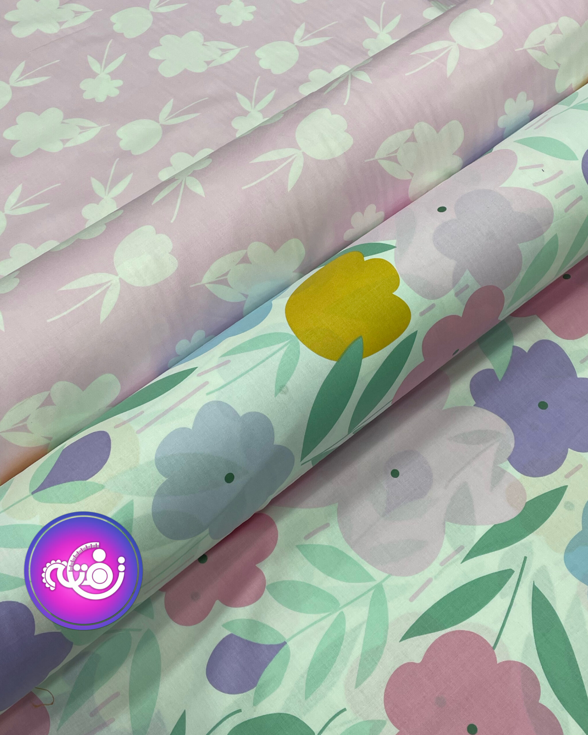 کتان ملحفه ای طرح بهار صورتی