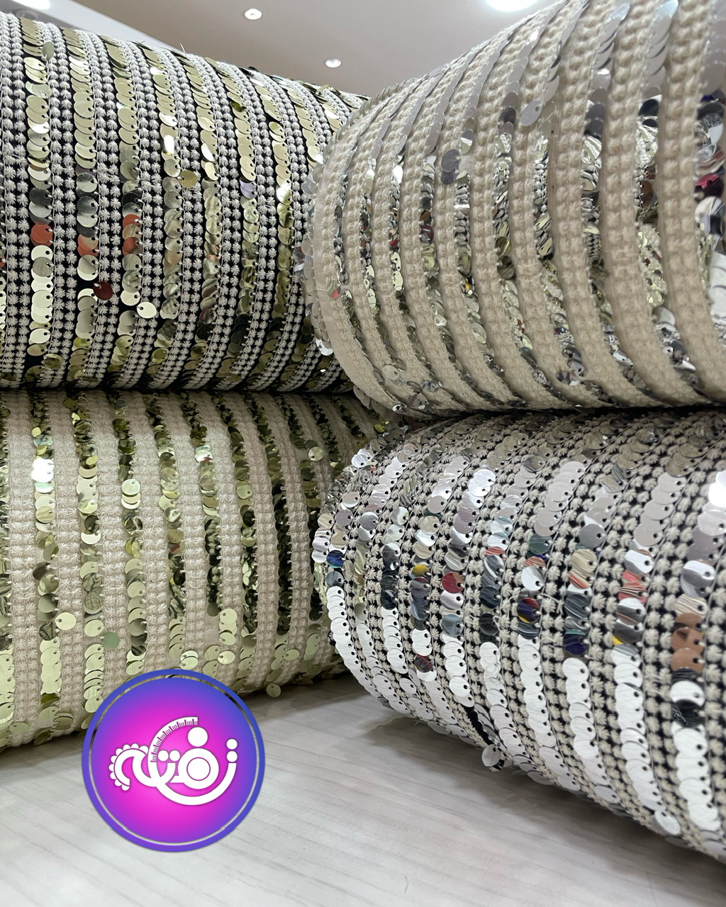 پارچه لینن پولکدوزی