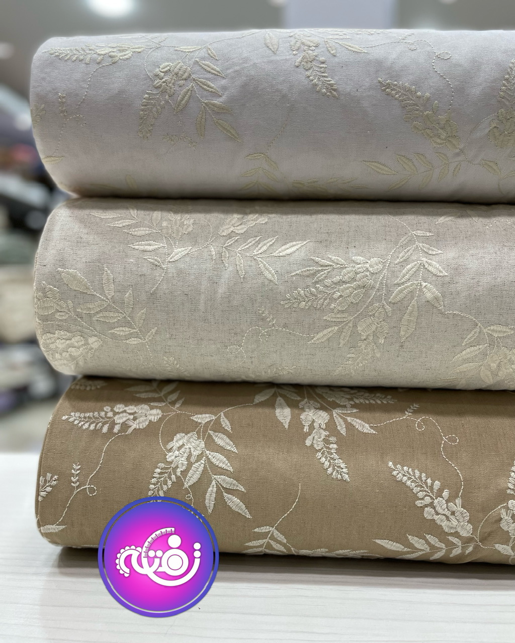 لینن سوزن دوزی طرح بورونیا