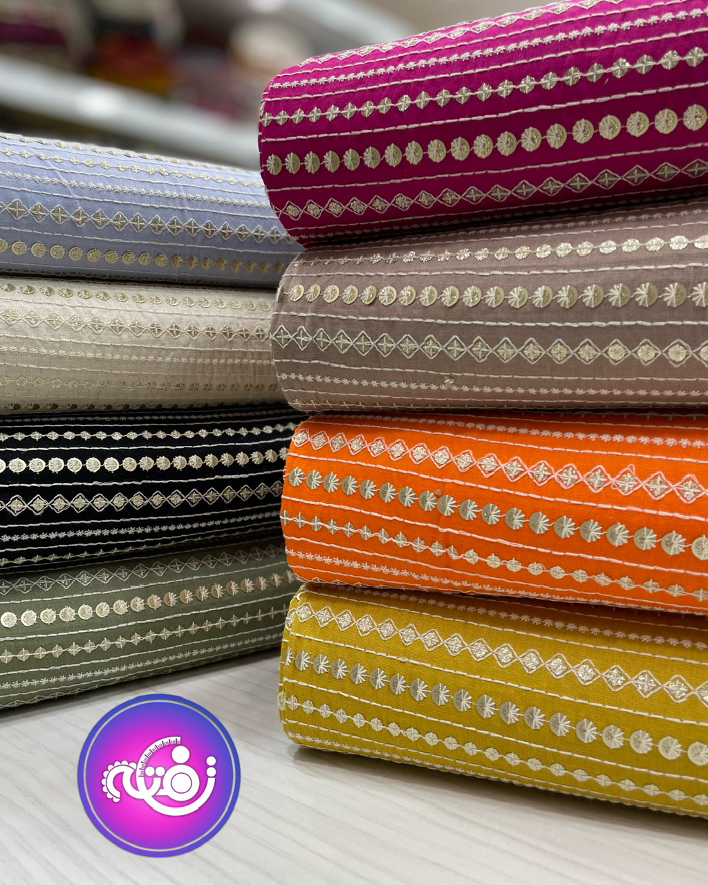 لینن پولک دوزی راه راه