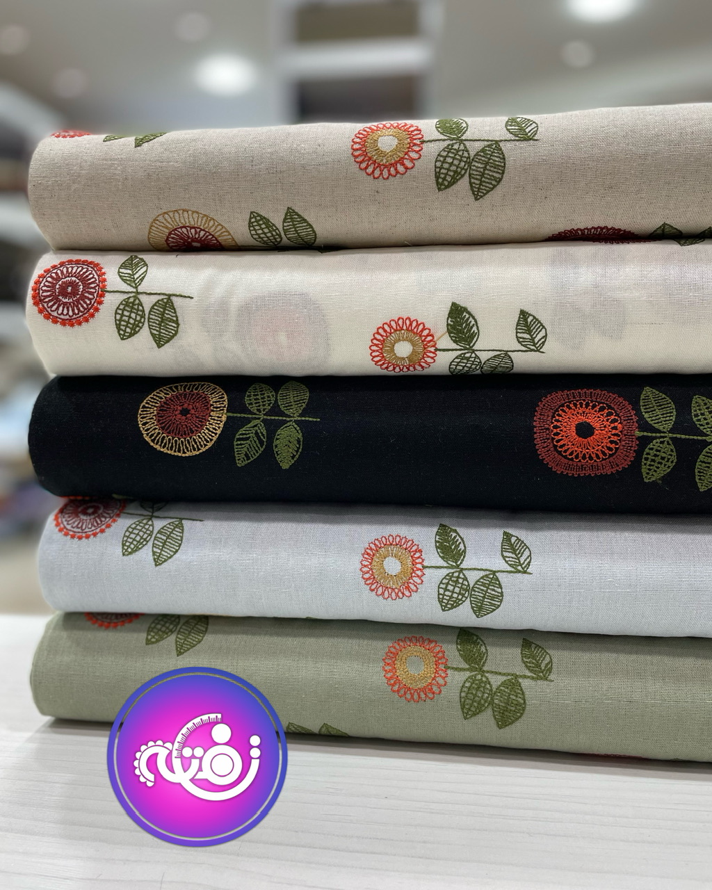 لینن سوزن دوزی طرح آفتابگردان