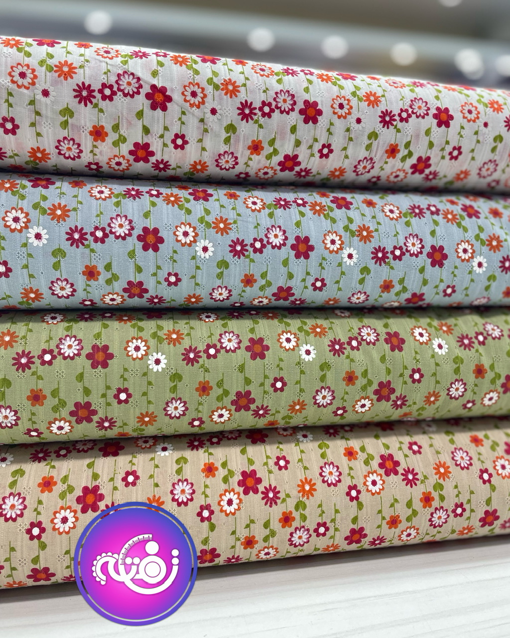 لینن ژاکارد طرح گل بهاری