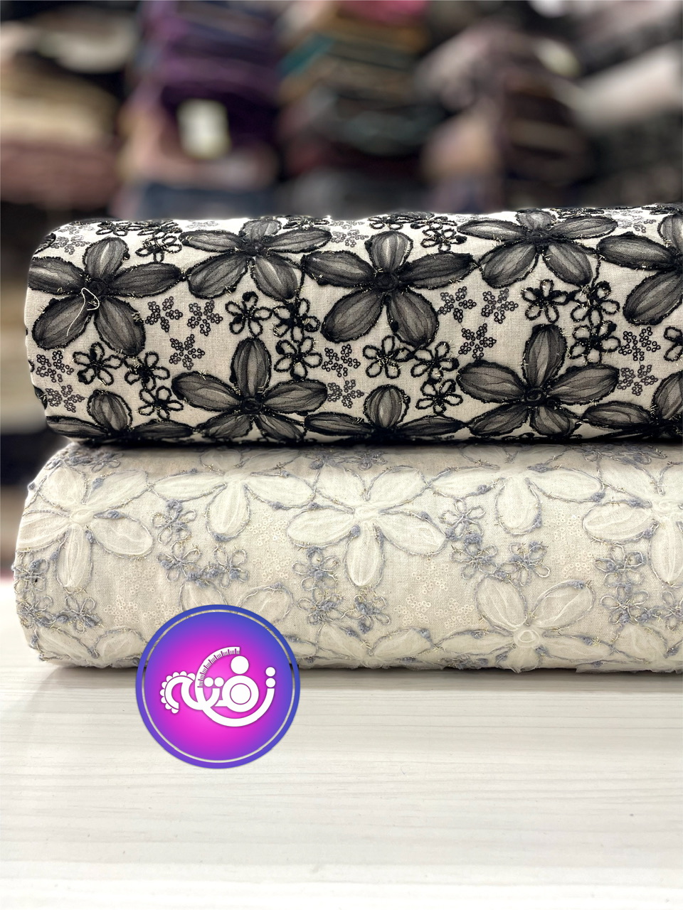 پارچه لینن روبان دوزی