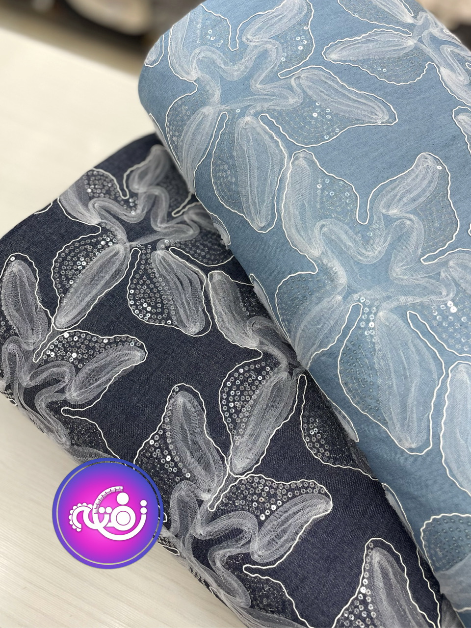 پارچه لینن تنسل روبان دوزی