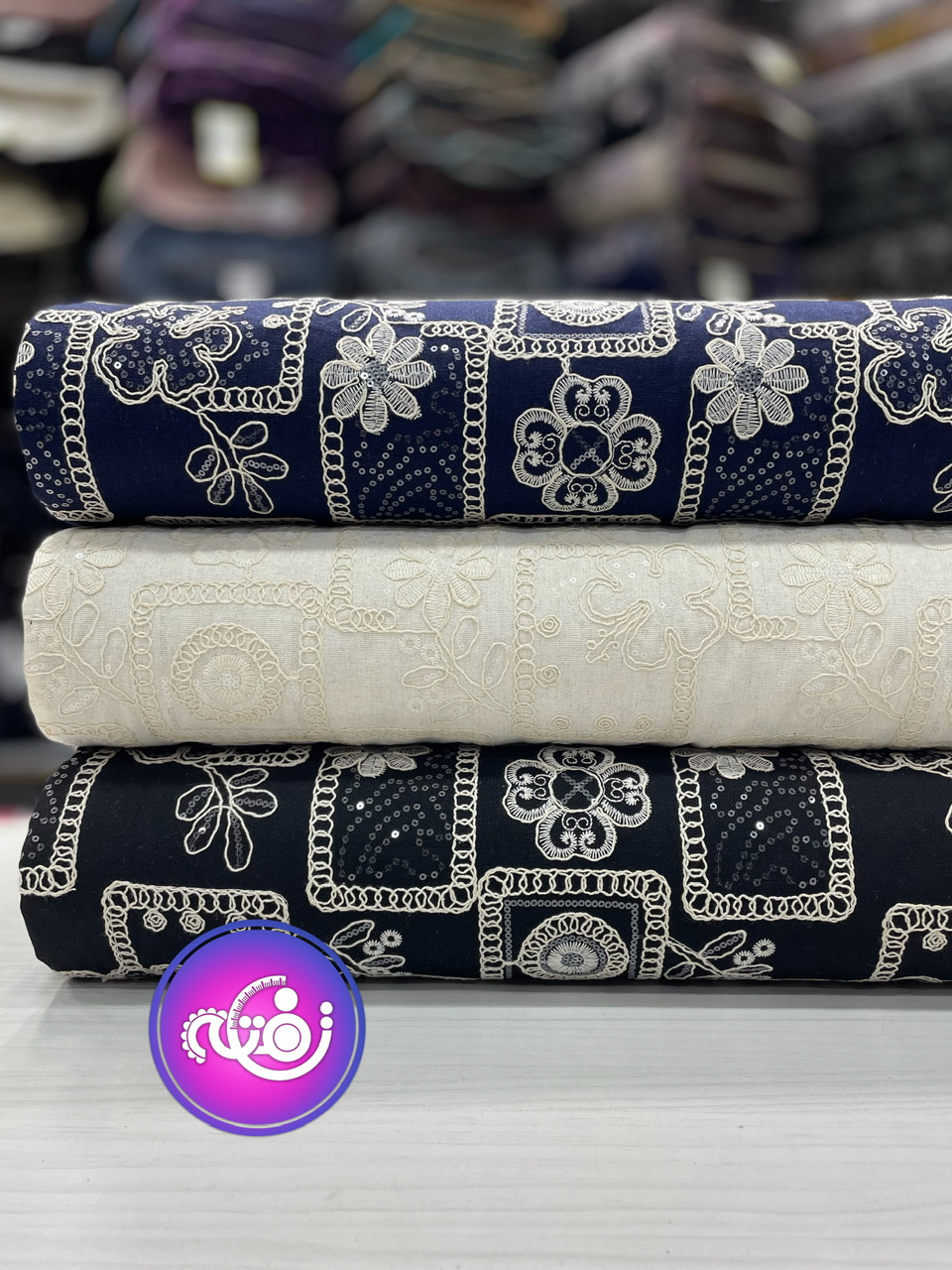 پارچه لینن قیطان دوزی