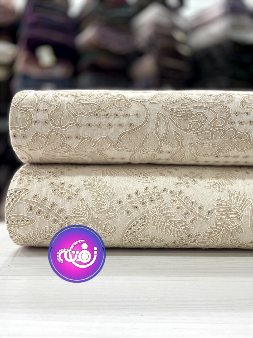 پارچه لینن قیطان دوزی و خامه دوزی