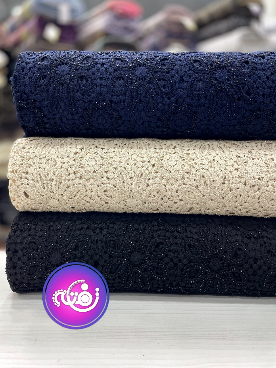 پارچه گیپور سنگدوزی