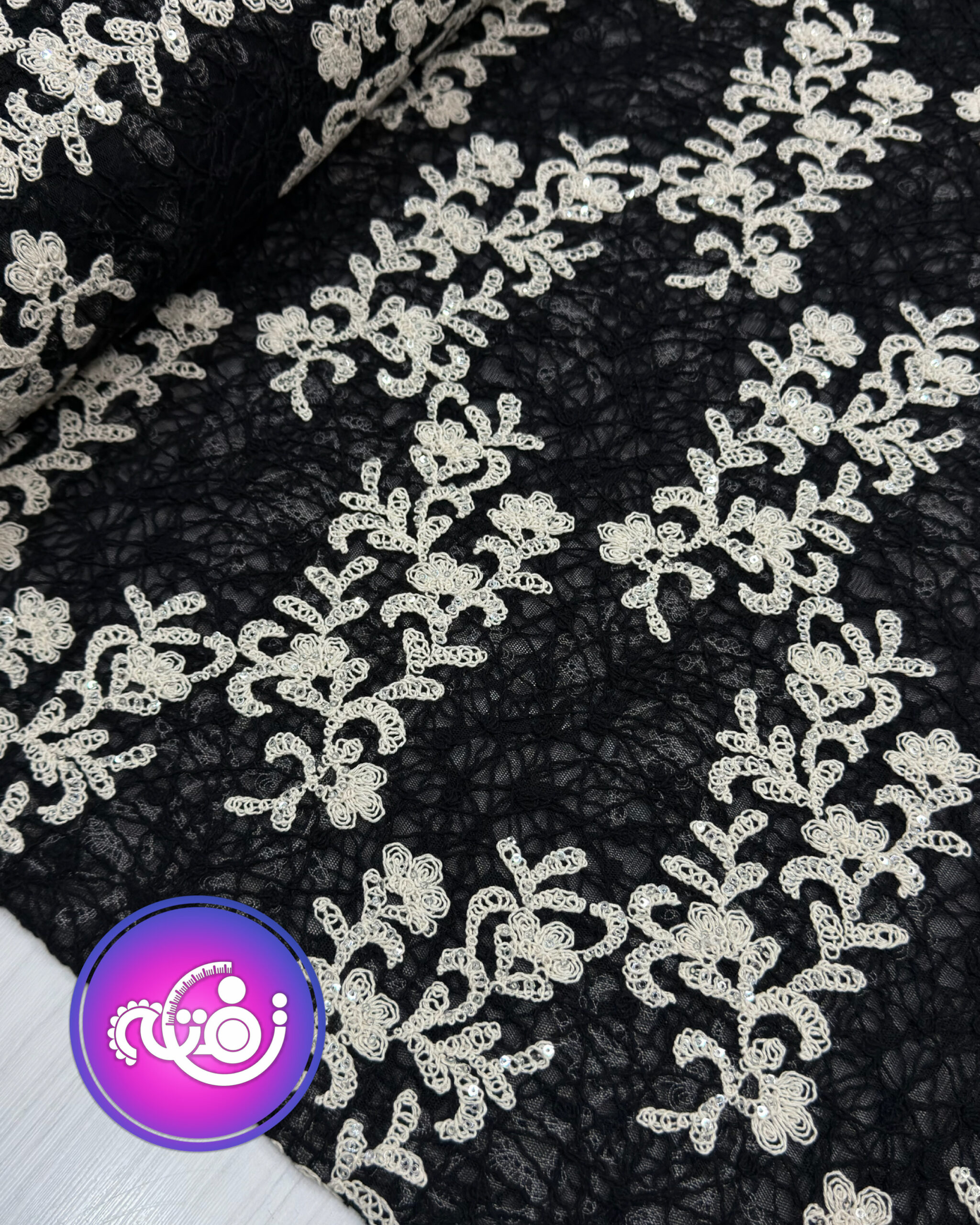 پارچه دانتل قیطان دوزی