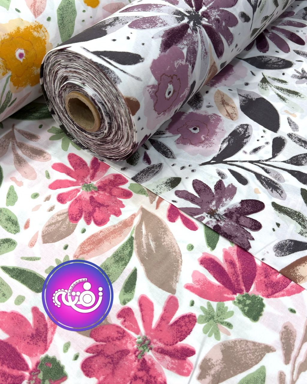 پارچه ملحفه کتان طرح نرگس