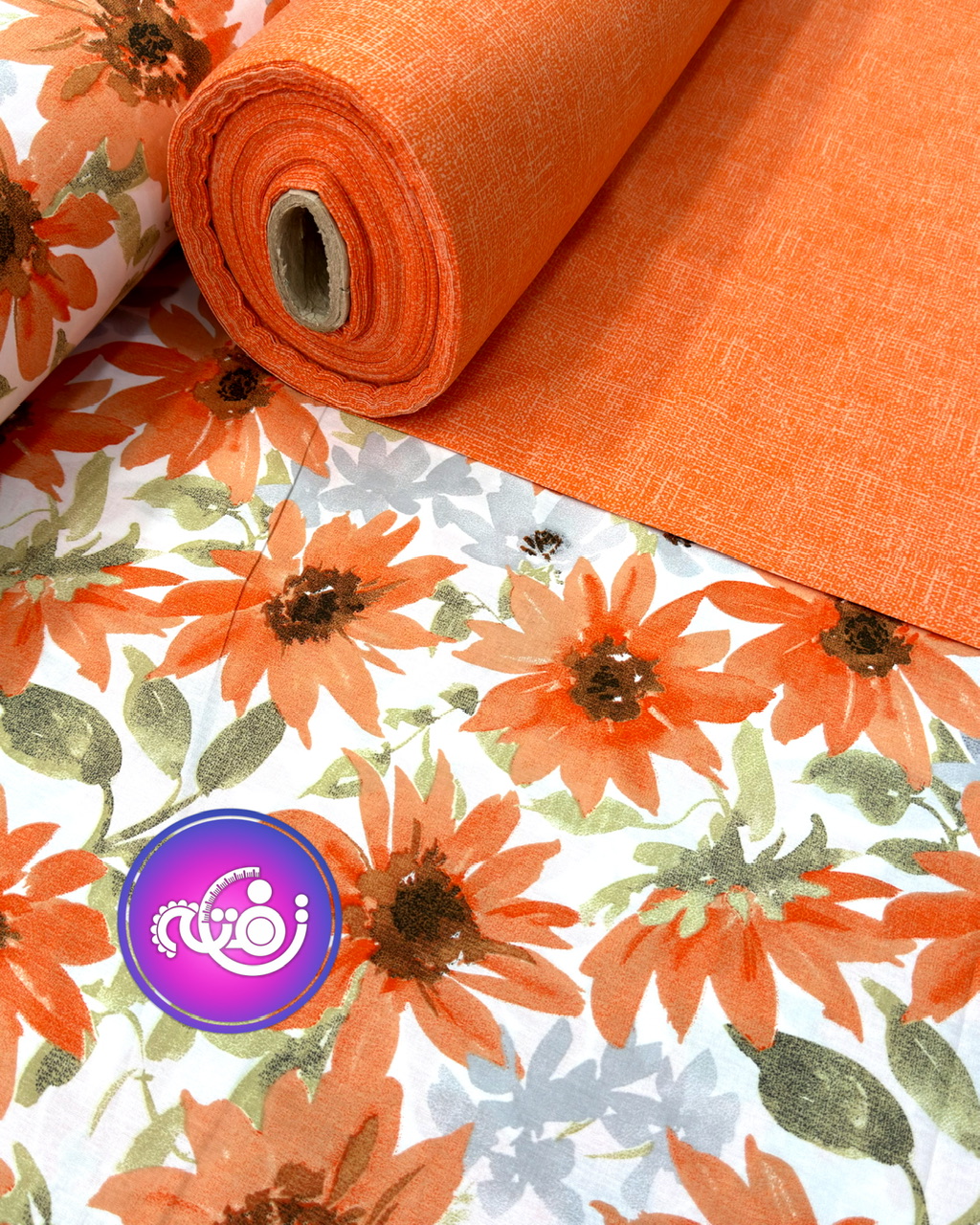 پارچه ملحفه کتان طرح آفتابگردان2