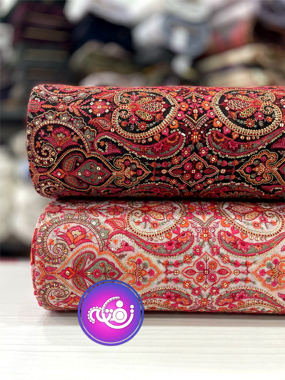 پارچه حریر سوزندوزی