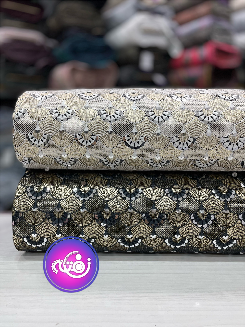 لینن سوزن دوزی و پولک دوزی