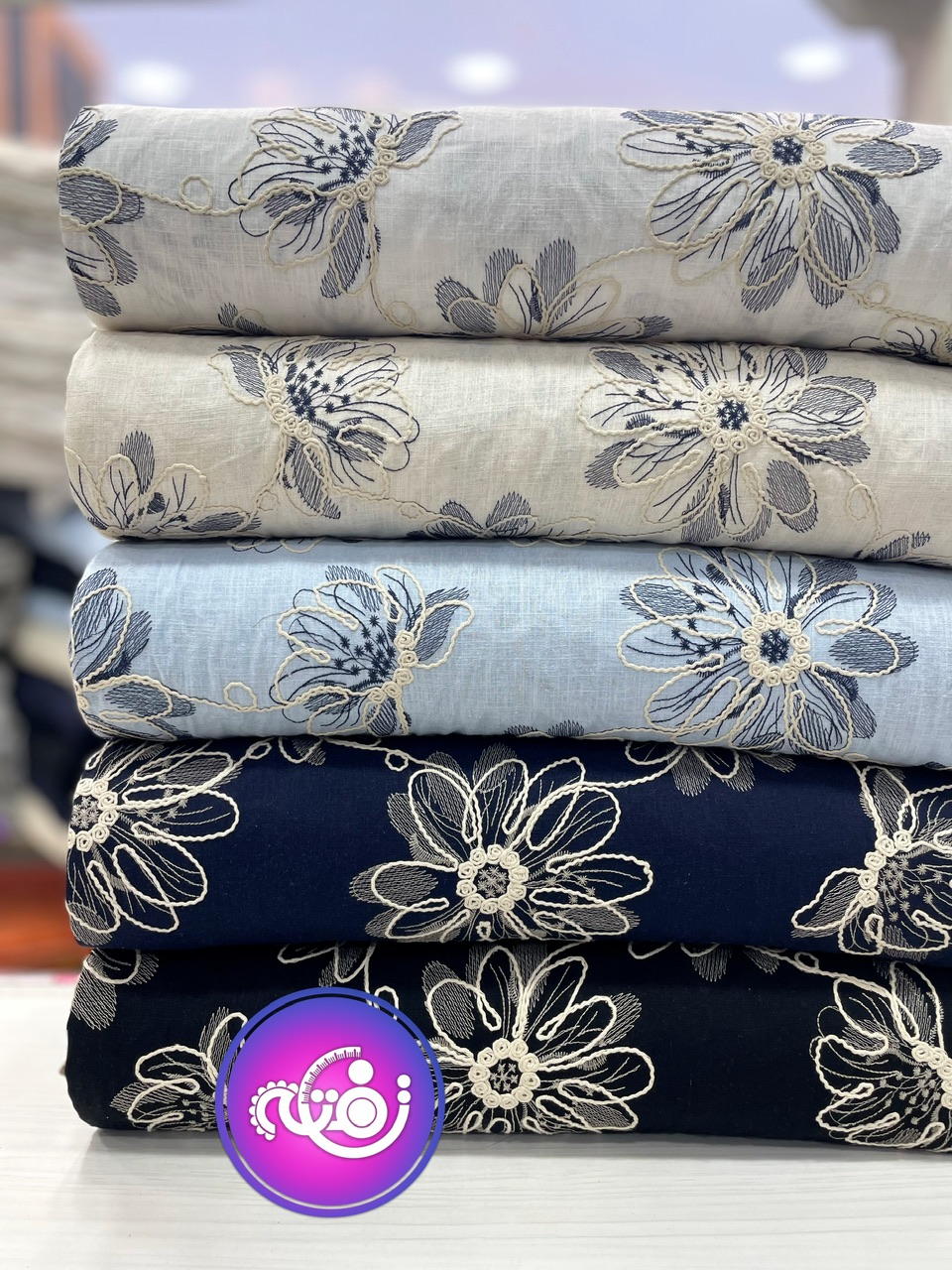 پارچه لینن اسلپ قیطان دوزی