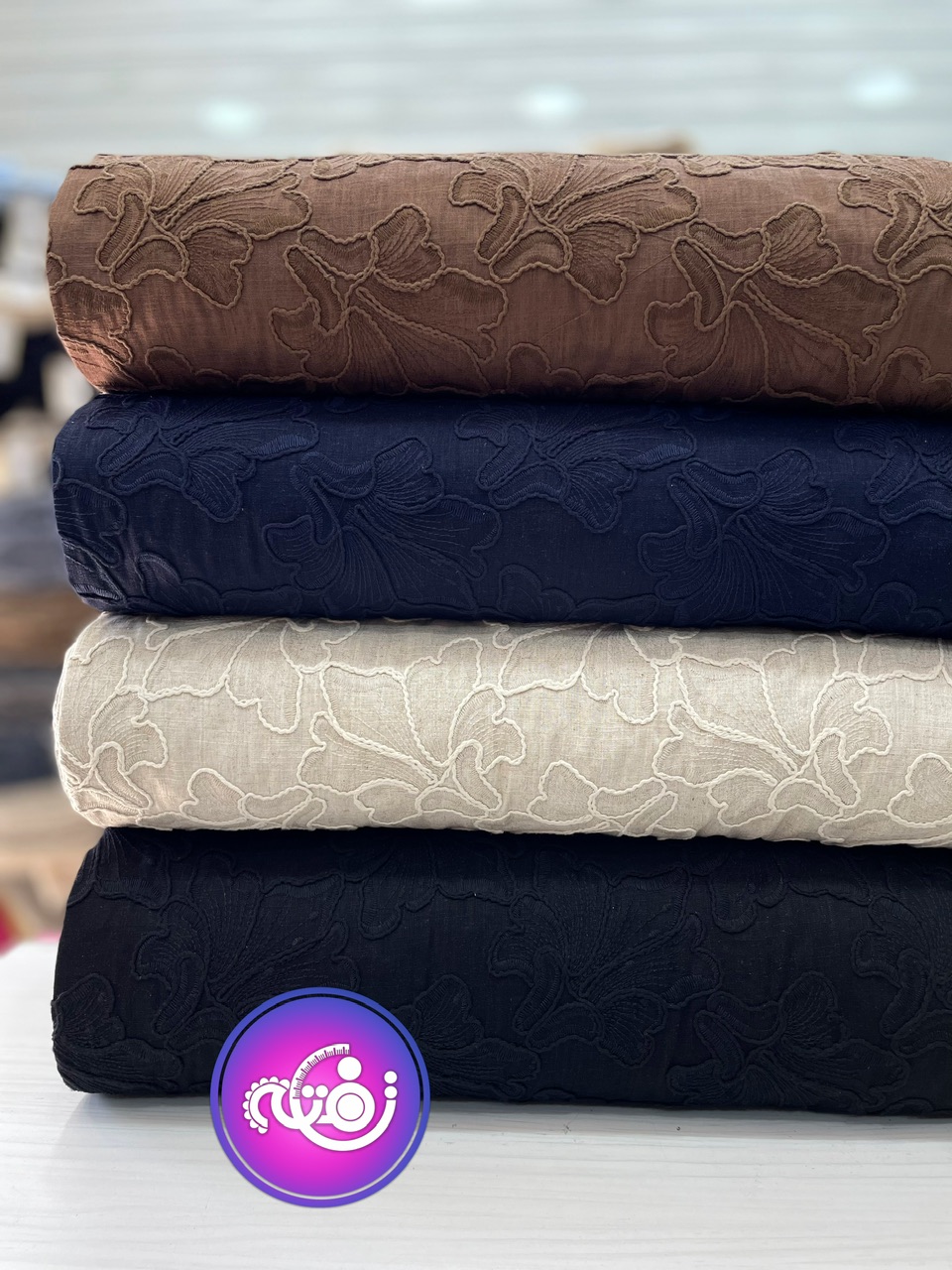 پارچه لینن اسلپ قیطان دوزی